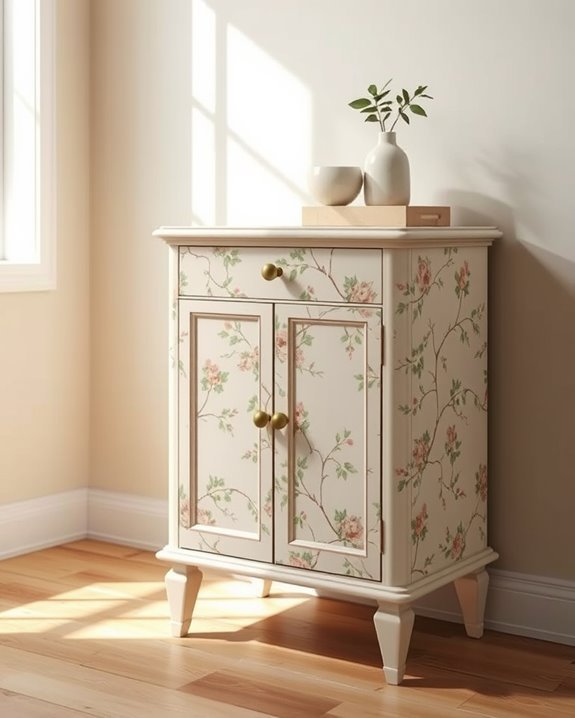 wallpaper decoupage for cabinets