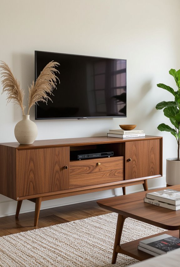 walnut media console styling