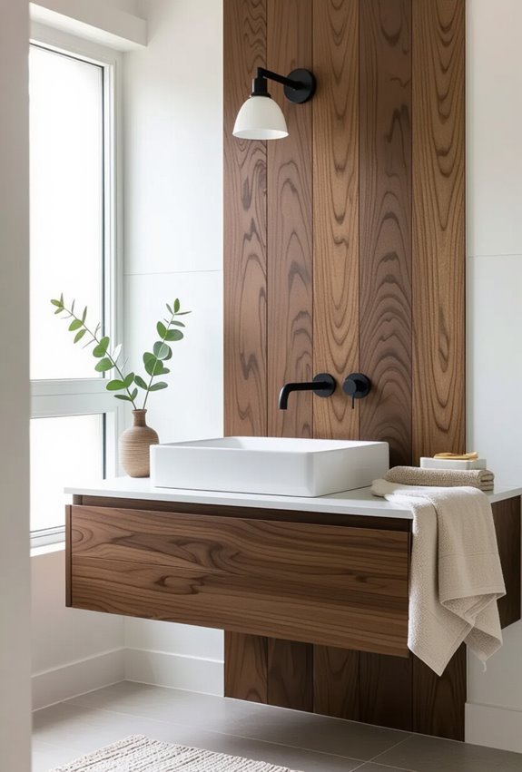 walnut stained water resistant plywood panels