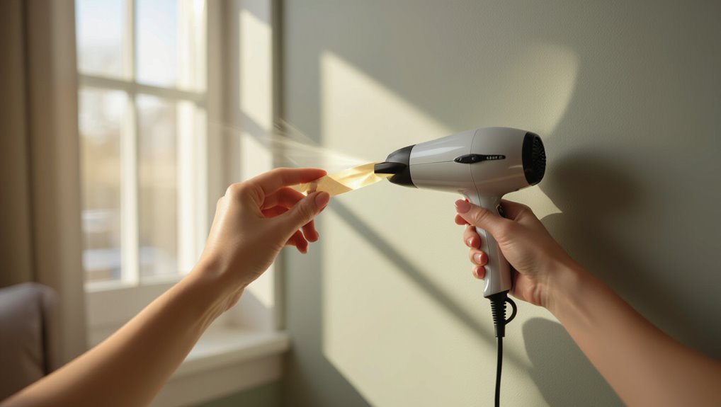 warm air softens adhesive