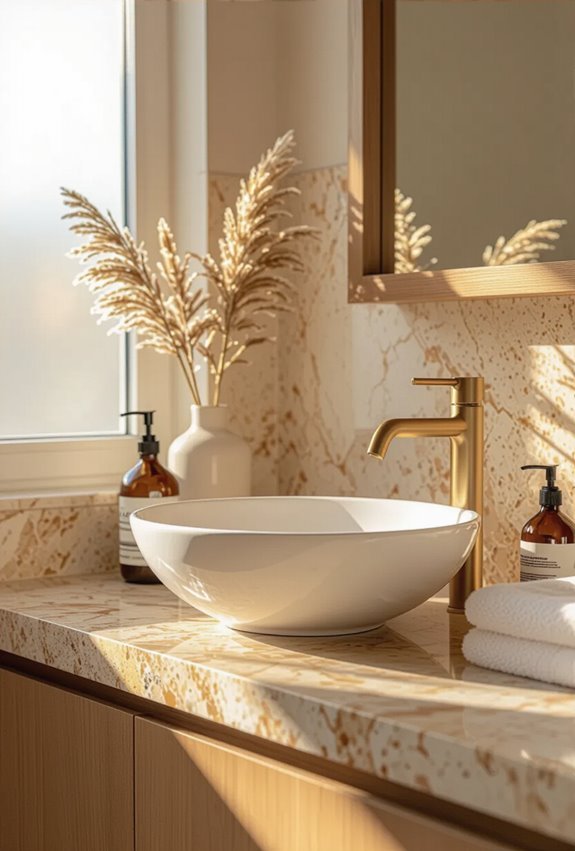 warm amber layered mirror lighting