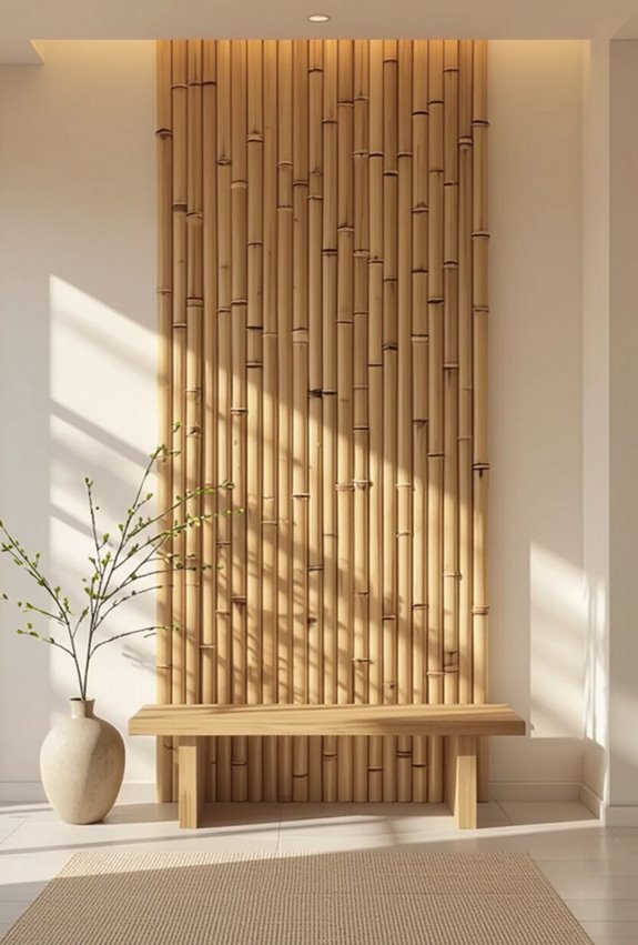warm bamboo entryway seating