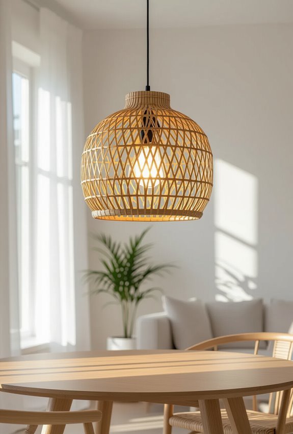 warm bamboo woven lighting