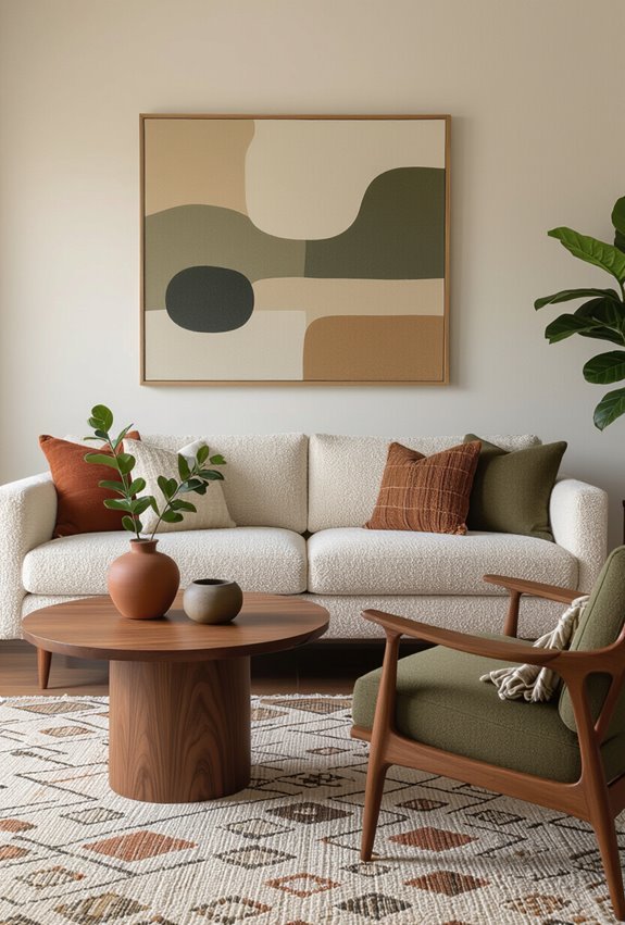 warm beige olive accents