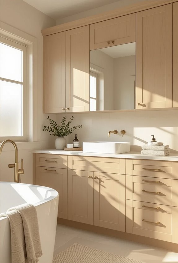 warm beige textured cabinets