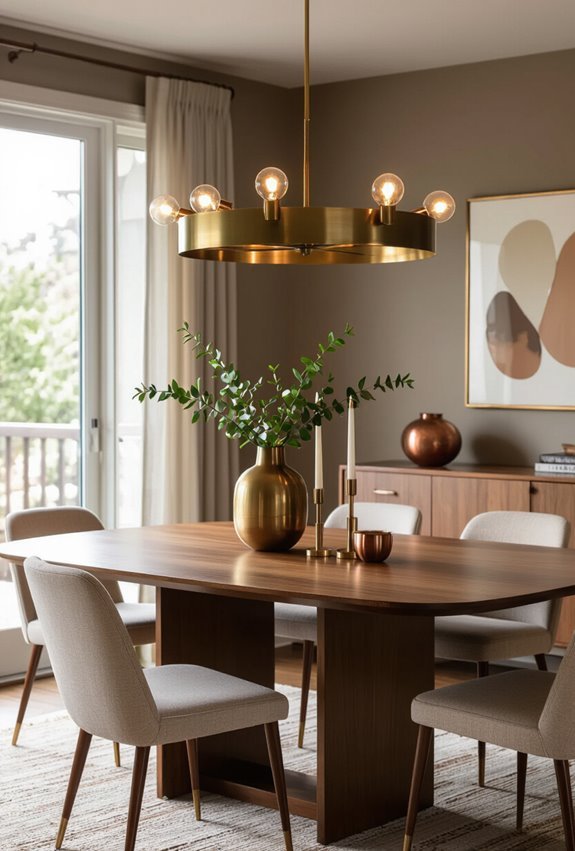 warm brass and copper accents