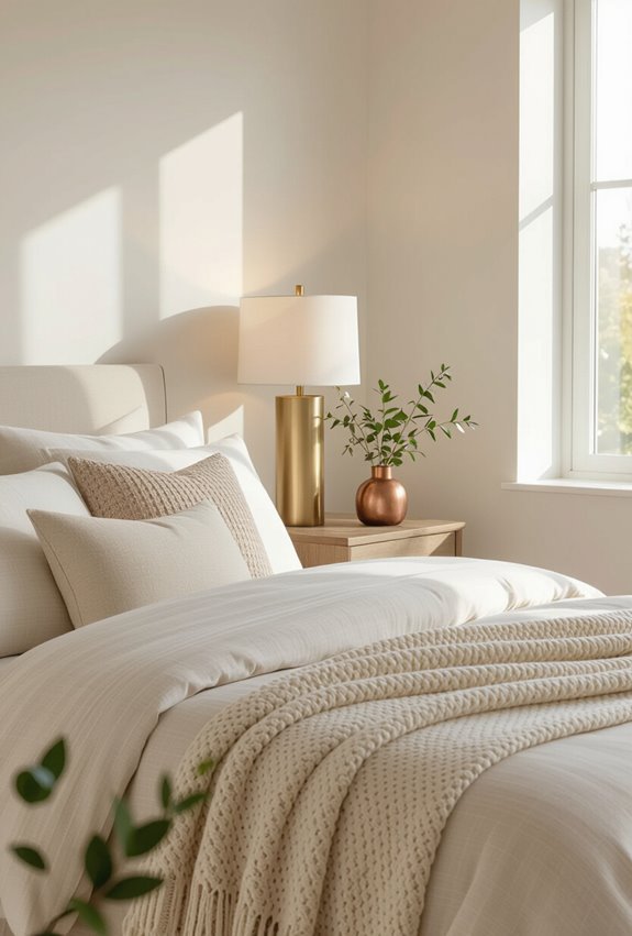 warm brass and copper accents