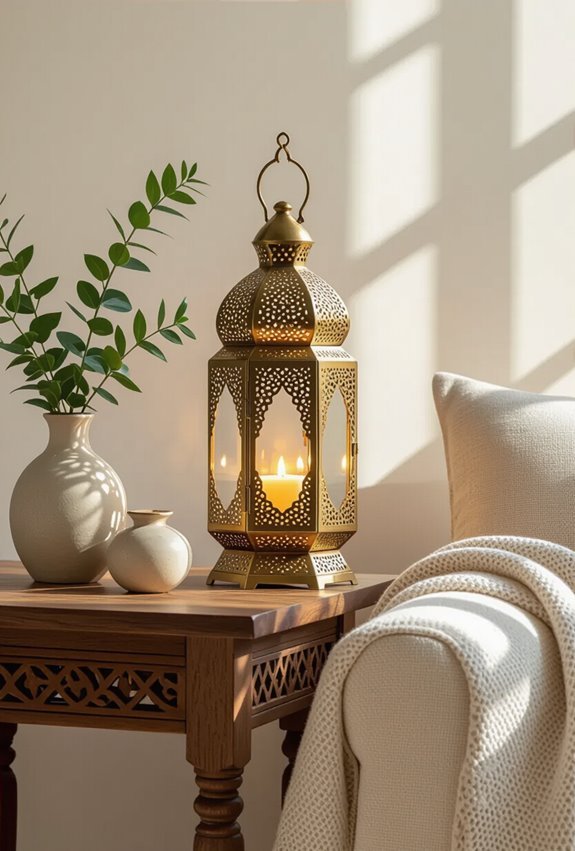 warm brass and copper lanterns