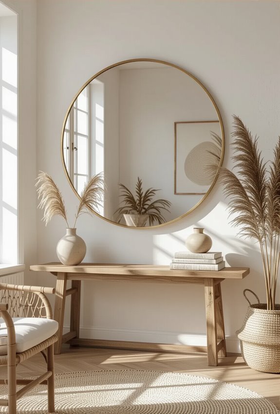 warm brass mirrored natural textures