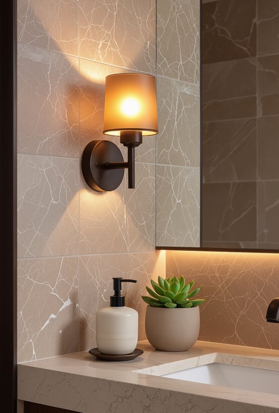warm brown vanity lighting