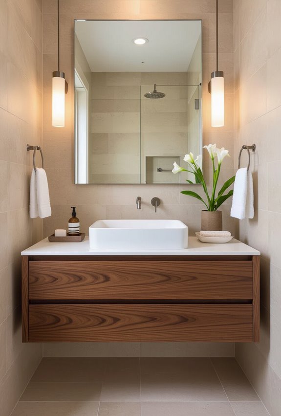 warm contemporary brown bathroom