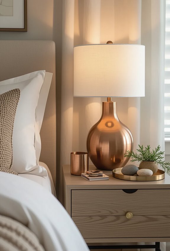 warm copper and brass accents