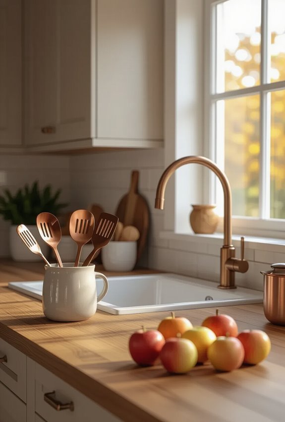 warm copper and bronze accents