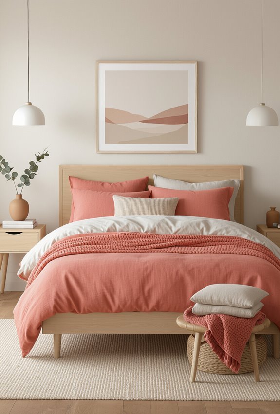 warm coral pale wood