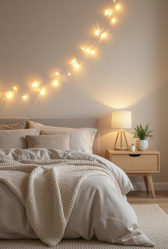 warm draped fairy light ambiance