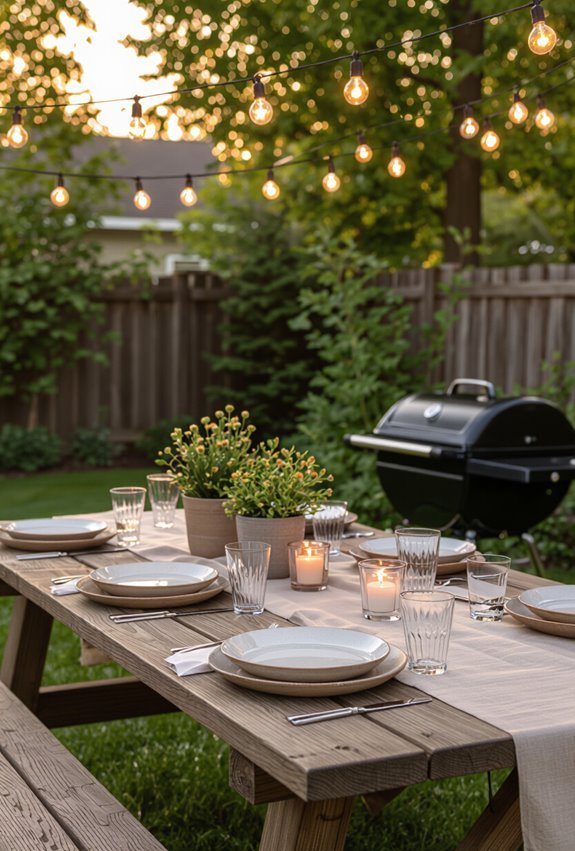 warm edison lit backyard ambiance