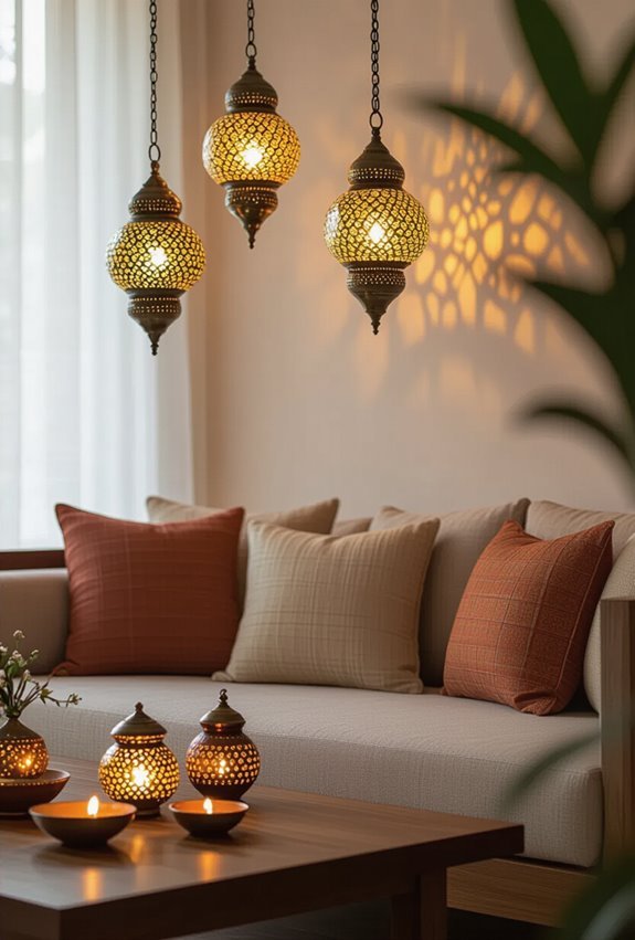 warm glow from indian lanterns