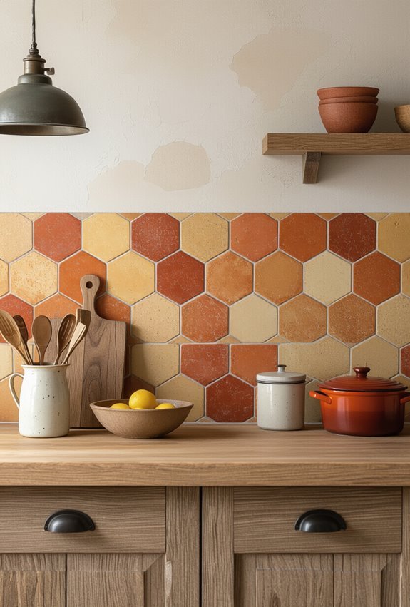 warm hexagon honeycomb tiles
