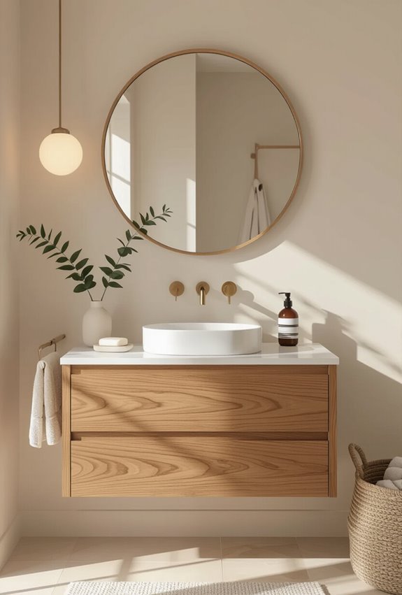 warm honey wood vanity