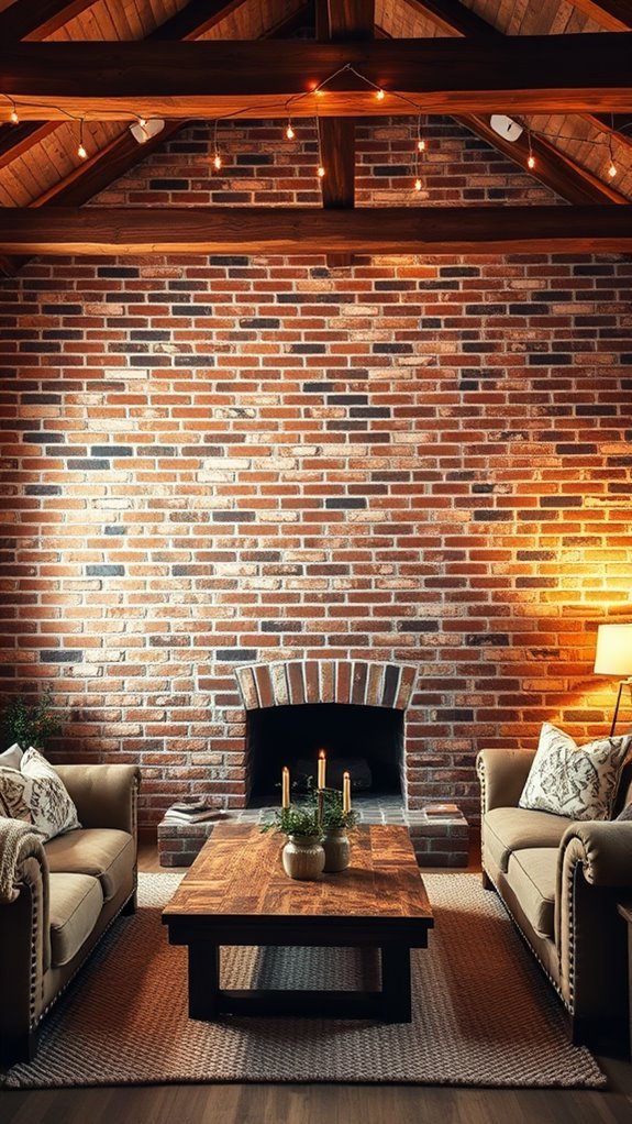 warm lighting accentuates brick
