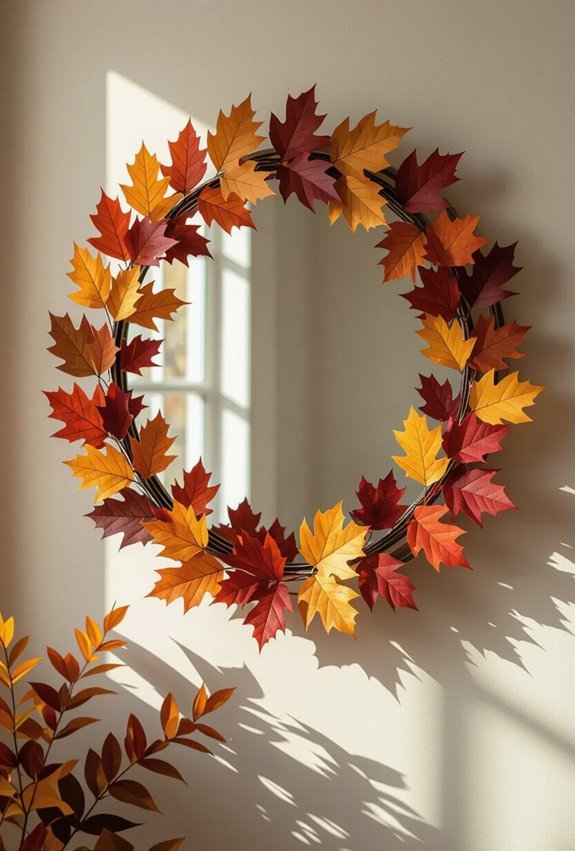 warm maple leaf mirror accent