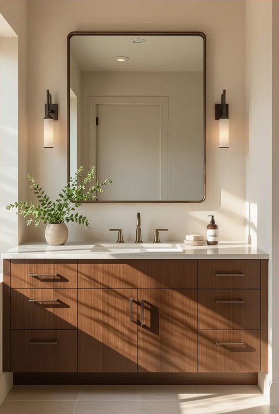 warm matte brown cabinets