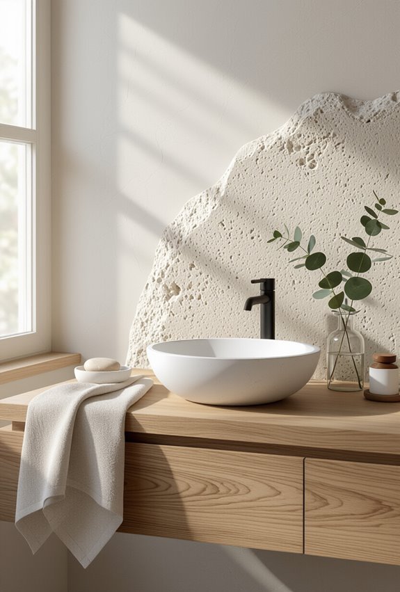 warm minimalist wood and stone