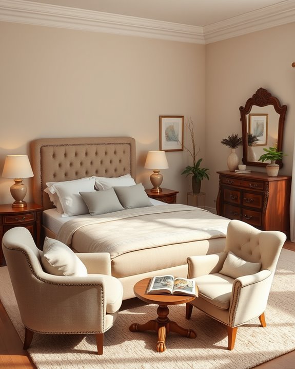 warm neutral bedroom design