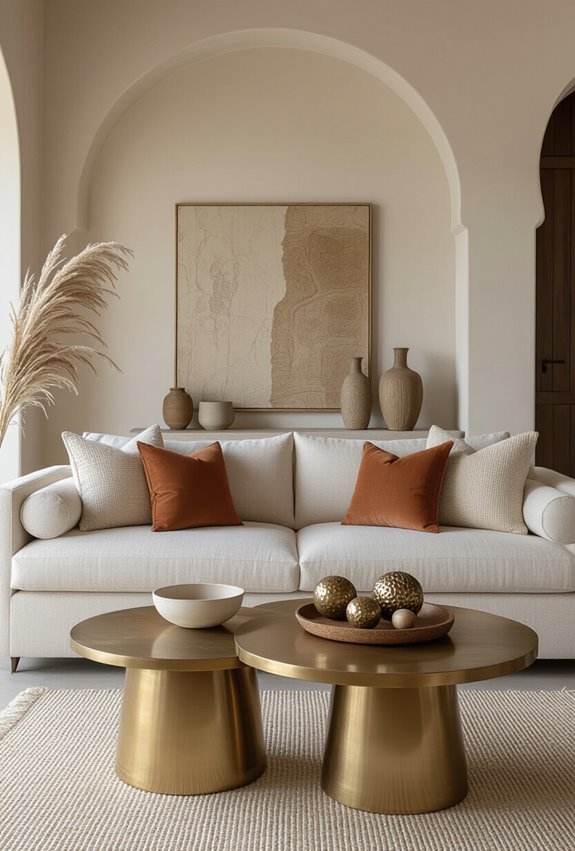 warm neutrals with brass