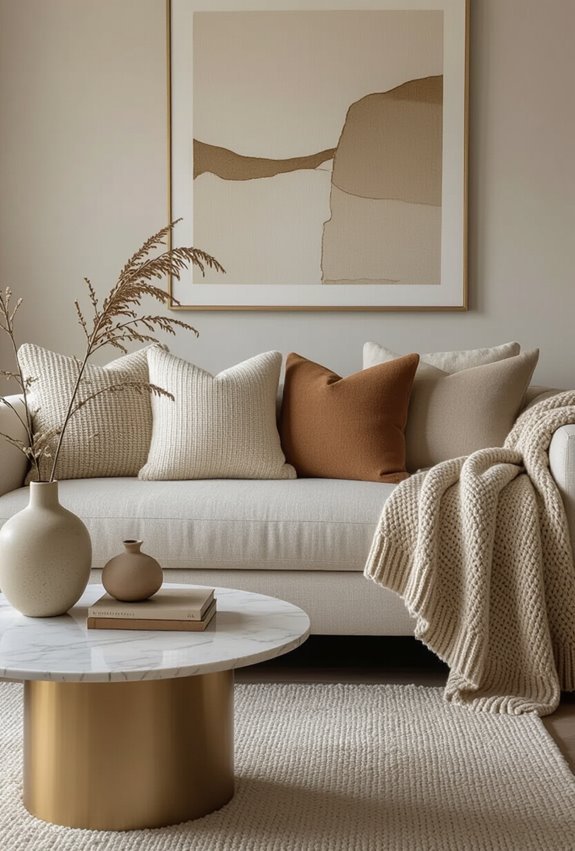 warm neutrals with gold