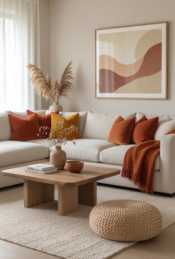 warm neutrals with terracotta
