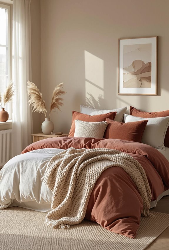 warm neutrals with terracotta accents