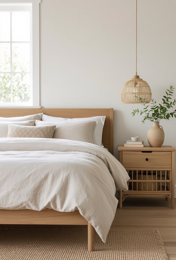 warm reclaimed wood and rattan