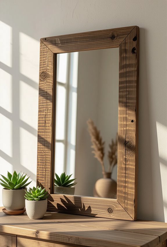 warm reclaimed wooden mirror designs
