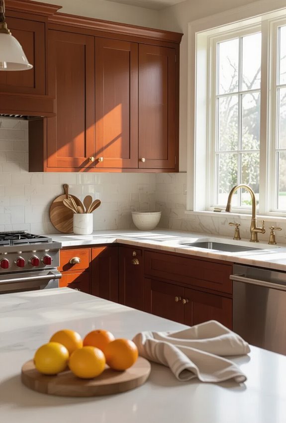 warm rich cherry cabinetry