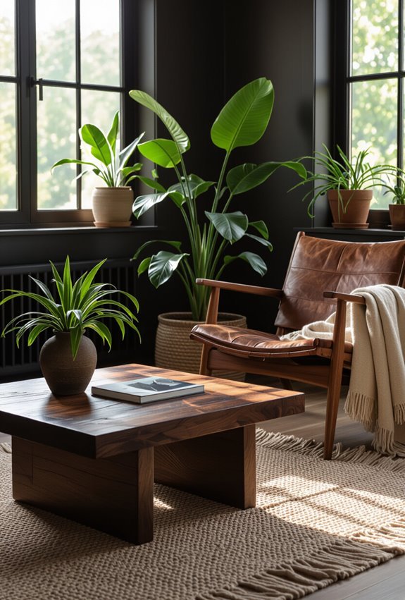 warm rich dark wood accents