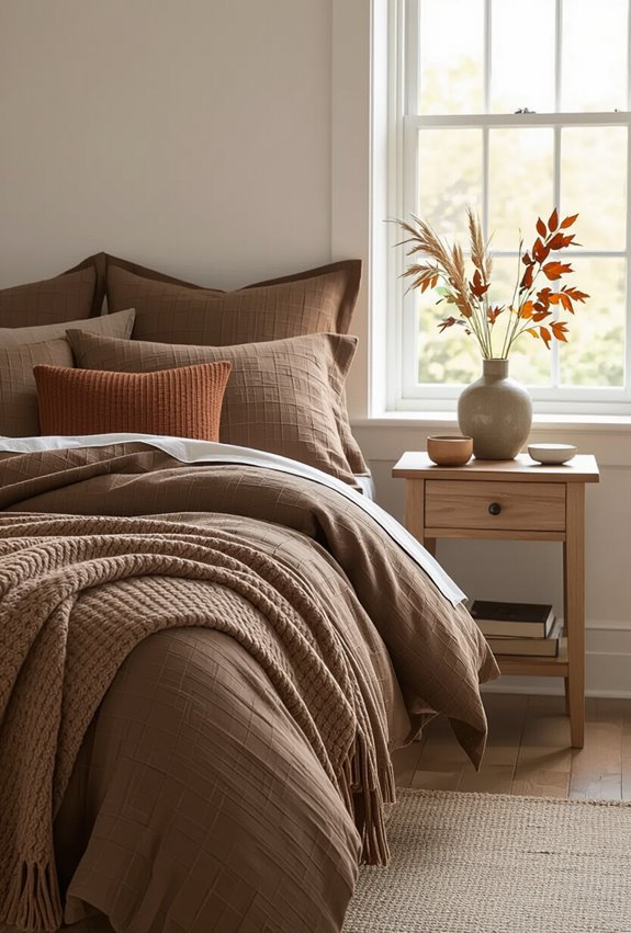 warm rustic brown bedding