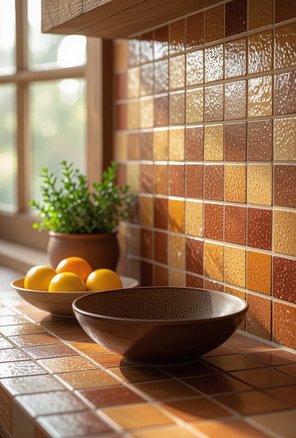 warm rustic terracotta mosaic tiles