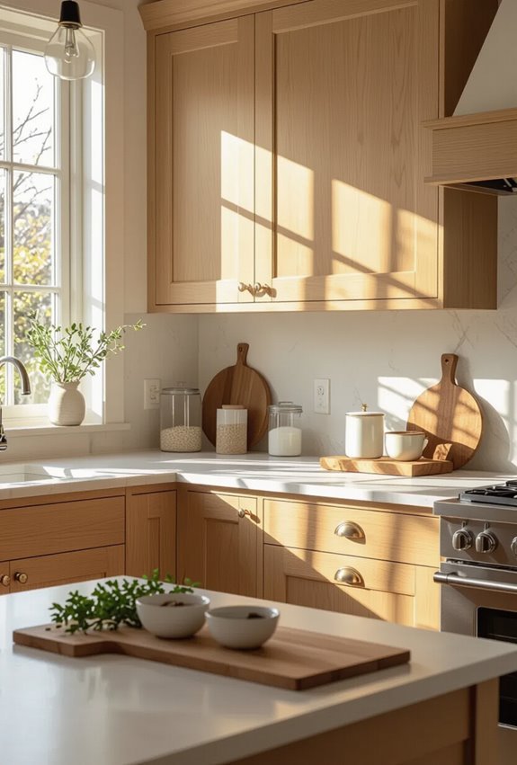 warm satin oak cabinetry