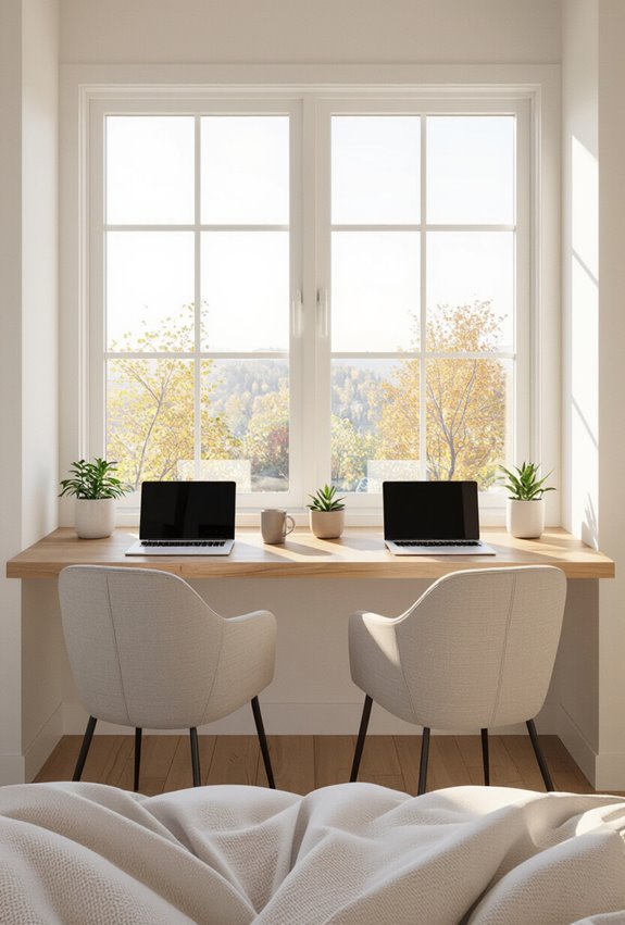 warm shared wooden workspace