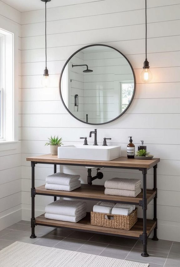 warm shiplap matte black fixtures