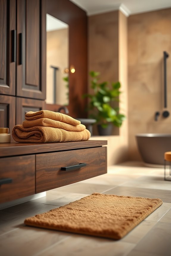 warm tan towels enhance decor