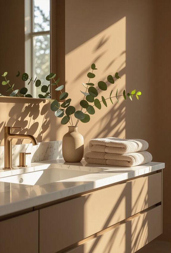 warm taupe cozy bathroom