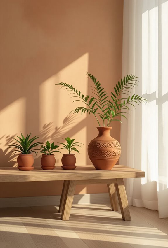 warm terracotta textures and lighting