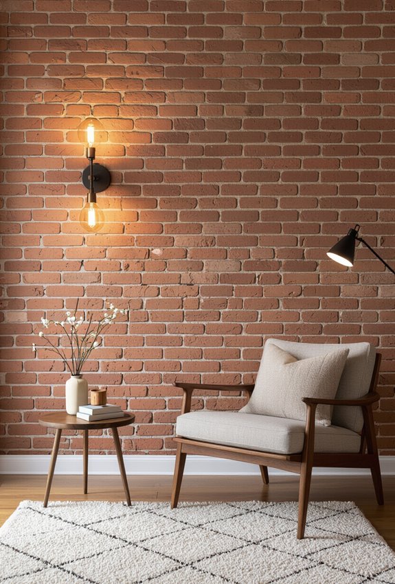 warm textured brick wall lighting