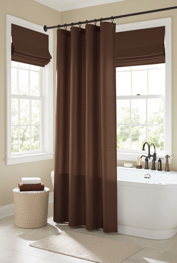 warm textured brown bathroom treatments