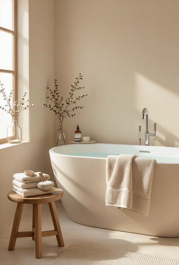 warm textured candlelit bathroom sanctuary