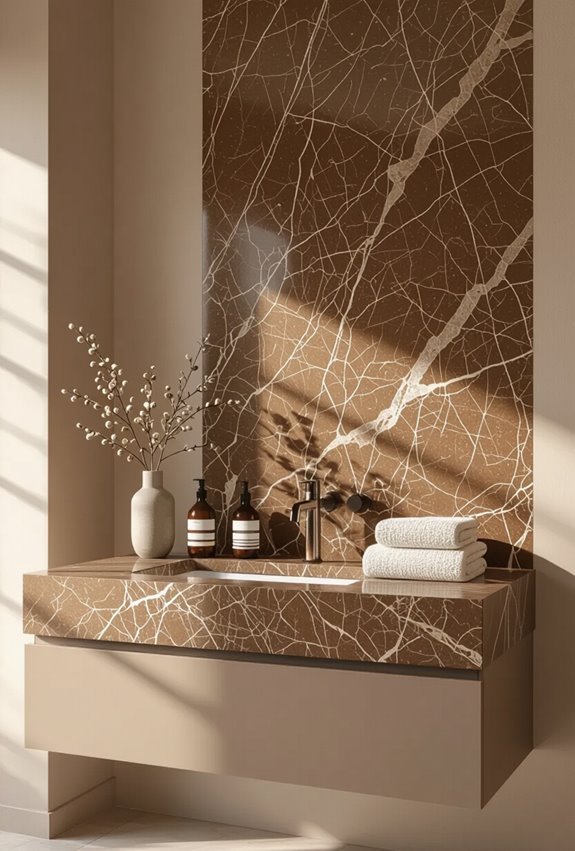 warm textured granite backsplash elegance
