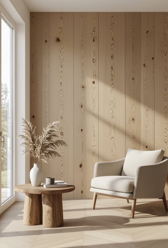 warm textured reclaimed herringbone paneling