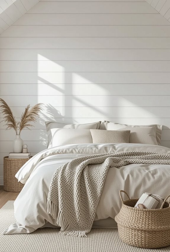 warm timeless shiplap bedroom